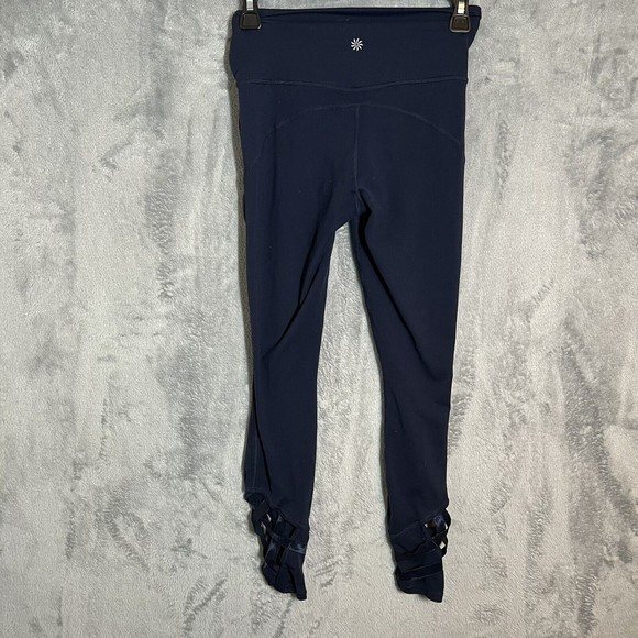 Athleta Sublime High‎ Rise Tight Navy Blue Strappy Women's Size Extra Small XS - Picture 1 of 6